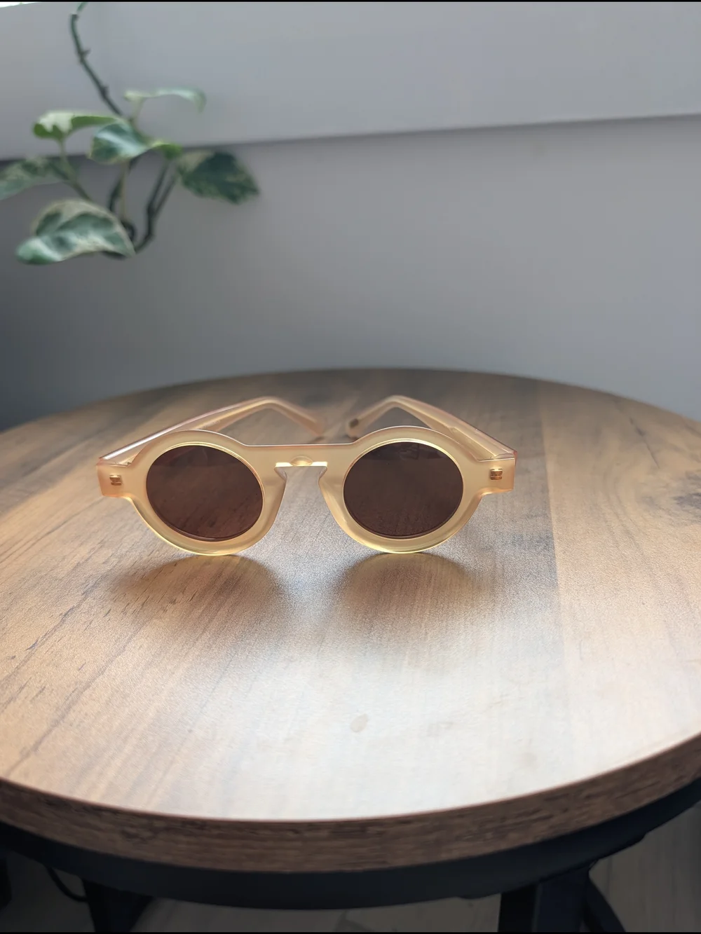 See Eyewear 1860 Round Sunglasses in Translucent Amber Brown Lens